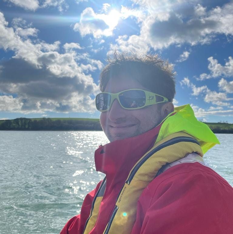 Ashley Goodman, Founder of Stratoworks and MediDev, sailing in Devon